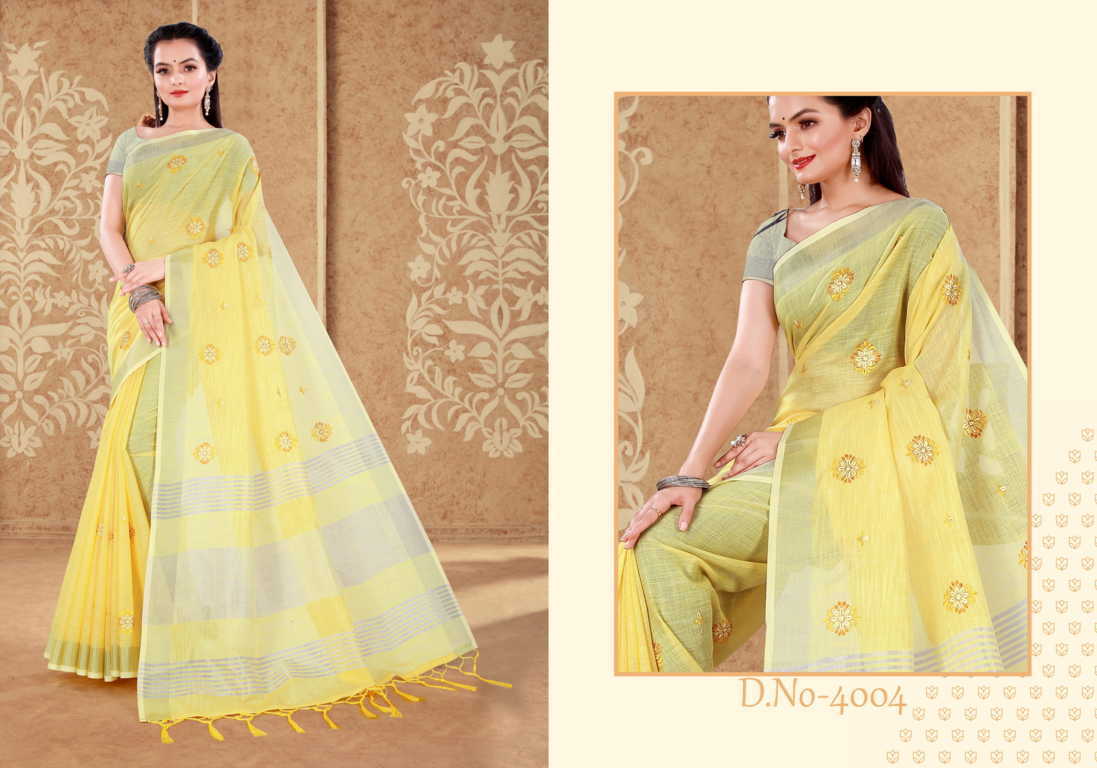 Sangam Sneha Linen Festive Wear Designer Embroidery Latest Saree Collection